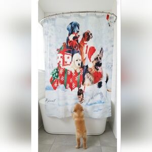 NIB The Macneil Studio Fabric Christmas Dog Shower Curtain